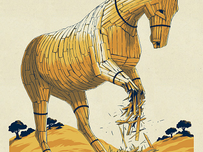 Trojan Horse hills horse poster trees trojan