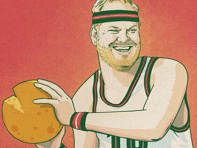 Jim Gaffigan in Milwaukee basketball cheese comedy food halftone jim gaffigan milwaukee sport