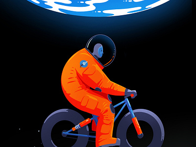 Lunar Bike astronaut bicycle bike cycling cyclist earth lunar moon procreate space