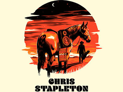 Chris Stapleton Columbia, MD Poster chris stapleton concert poster gig poster guitar horse illustration music poster screen print speakers sunset western