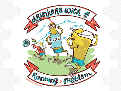 Drinkers with a Running Problem Tee cartoon character icon illustration logo race runner shirt tee tee shirt teeshirt vector