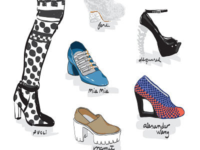 Silly Shoes of NYFW fashion icons illustration illustrator shoes vector wacom
