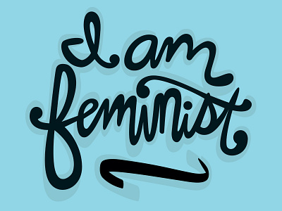 I am feminist vector font script type typography