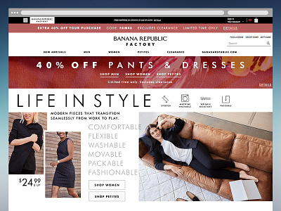 Banana Republic Factory August Homepage Refresh branding desktop fashion photoshop ui user interface web web design