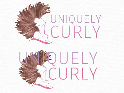 Uniquely Curly Blog Logo v1 illustration logo water color