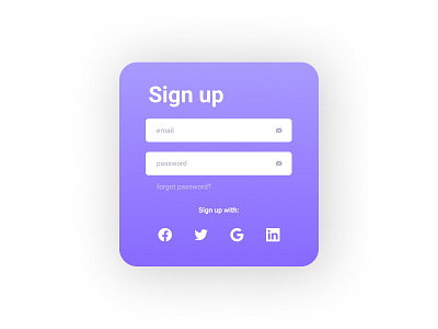 Sign up screen