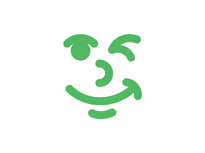 wink face green happy illustrator logo minimal vector wink