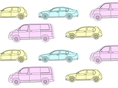 Autopattern auto automobile blue car illustrator pattern pink yellow