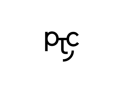 Ptc logo black branding design font glasses illustrator letter logo smile vector