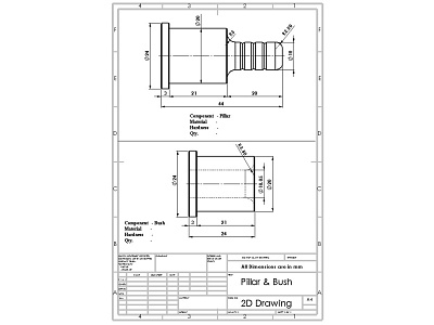 Pillar & Bush 2d 3d art artistic autocad blender design drafting drawing manufacturing product design solidworks
