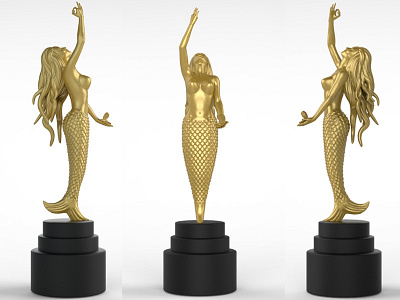 Mermaid Trophy 3d 3dprinting art artistic blender design miniature sculpture solidworks trophy zbrush