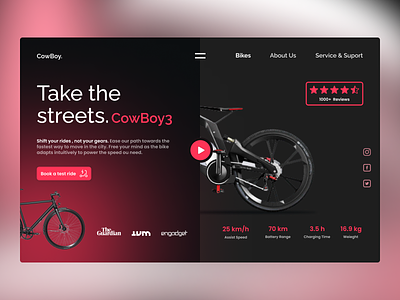 Electric Bike app bicycle design ebike ecommerce electric bike header homepage shop store ui ui ux ux web web design website
