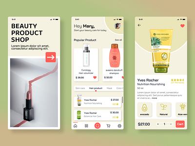 Beauty App Concept UI app beauty beauty app beauty product branding ecommerce graphic design ios app makeup mobile natural shopify shopping app skincare store trendy ui ui ux design uiux ux