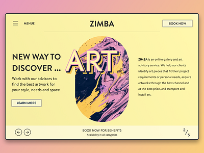 ZIMBA online gallery and art advisory service art artist clean design event gallery landign landing page minimal nft ui ui ux ux web