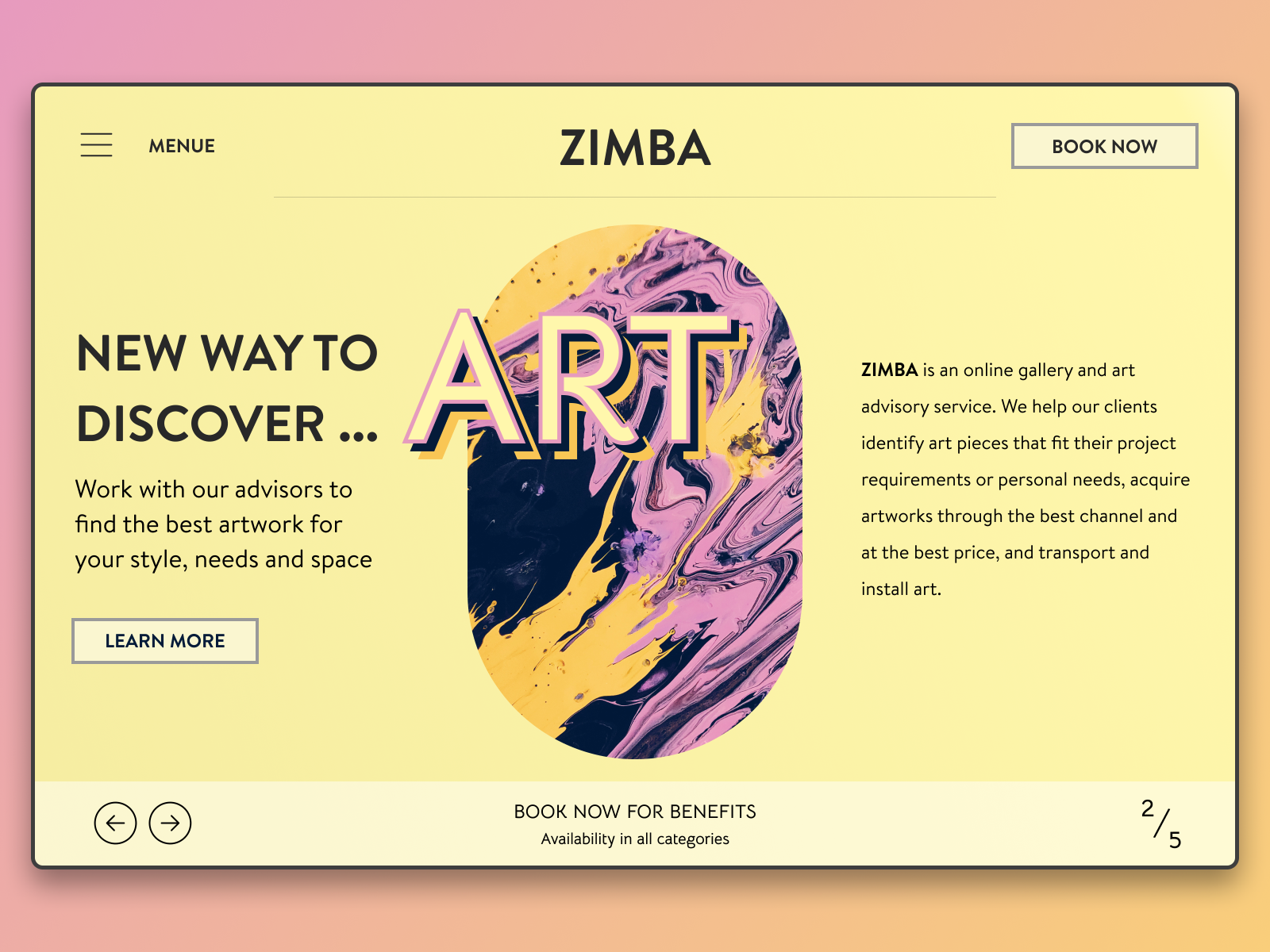 ZIMBA online gallery and art advisory service by Pouya on Dribbble