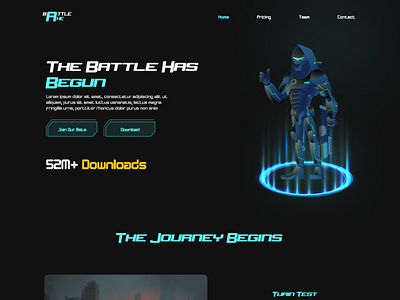 BattleAxe: Game Landing Page Design 3d anime ar brand design character game landing page product design ui uiux design vr webpage website