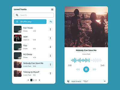 Music playlist design ui ux web design