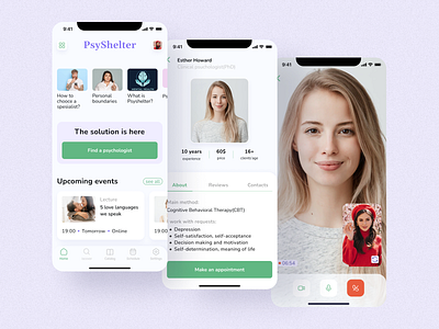 psychological center app app design mobile personal account ui ux