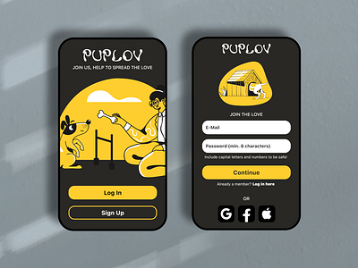 PUPLOV Dog Rescue App (Daily UI Challenge 001/100)