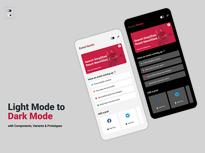 Light Mode to Dark Mode app ui ux