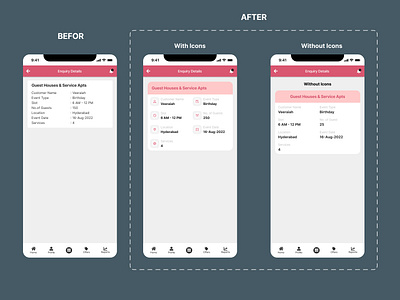 Enquiry Details - Before and After Concepts app design graphic design typography ui ux
