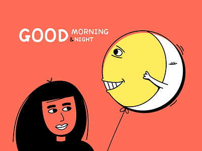 Good morning balloon illustration moon sun