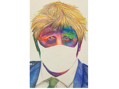 Observations 2 - (4/4) a level art artist boris johnson collage coloured pencil covid 19 fine art politics sketchbook