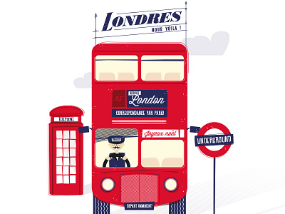 Londres, here i come ! blue illustration illustrator london londres red underground