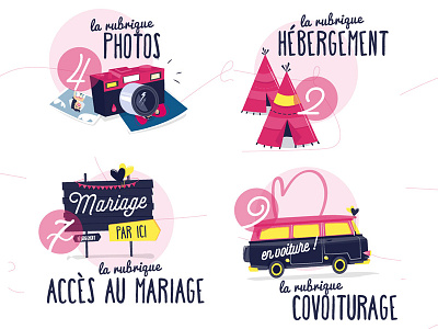 Mariage - Wedding illustration infographic mariage pink vector wedding