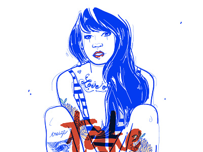 Take the risk girl girl inked illustration ink tattoo vector