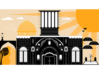 "Yazd" - city illustration 2d design illustration monochrome