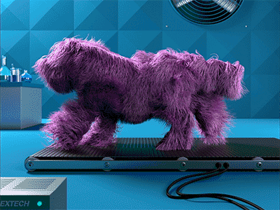 SUBJECT_005 animation c4d cinema 4d dog fluffy hair lab laboratory loop running shaggy