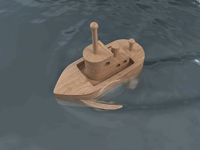 A boat 3d animation arnold boat c4d c4dtoa cinema 4d modeling texturing wooden toy