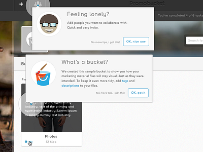 Onboarding 2 app buckets design onboarding promobucket webb