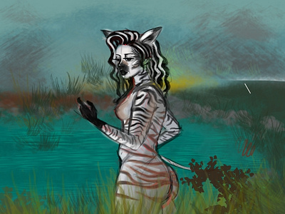Zebronna art character design full nude furry illustration nature zebra