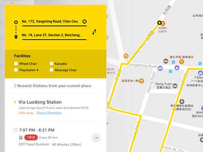Taiwan Bus Route map route station taiwan yellow