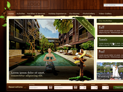 Le-Grande Bali Hotel brown green hotel web design