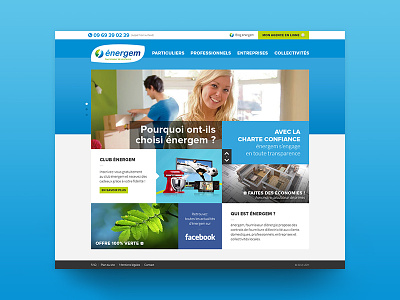 Energy supplier website blue cards clean desktop grid layout responsive ui ux web webdesign website