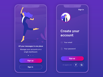 Daily UI #001 - Sign Up Freebie account adobe xd daily ui free freebie iphone x madewithadobexd mobile mobile app onboarding purple sign in sign up ui ux