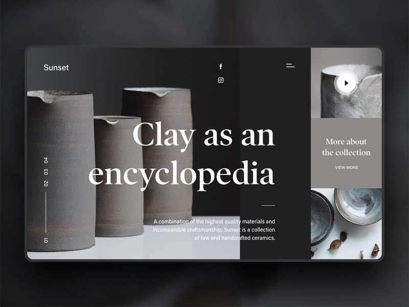Daily UI #003 - Landing Page adobe xd black call-to-action ceramic clay clean cta daily ui desktop free freebie landing page layout madewithadobexd ui ux web website