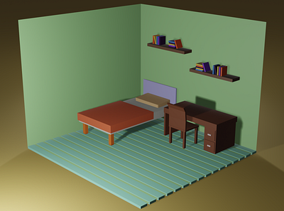 [Isometric] Bedroom 3d graphic design model modeling