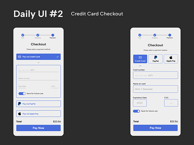 Daily UI Challenge 002 - Credit Card Checkout app design ui ux