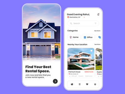 Property Rental Application UI design. app color colour design dribbble figma home home rental app house instagram minimal property rental app ui uidesign uiux uiuxdesign user interface ux uxui