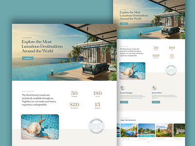 Resort Landing Page adobe xd design graphic design landing page layout resort design travel design ui ui design webdesign website