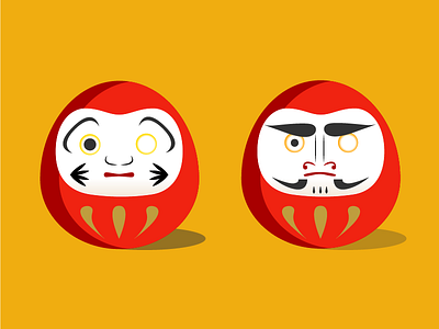 Japanese Daruma creative culture flat illustration japanese