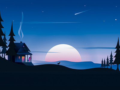 Winter Cottage Illustration
