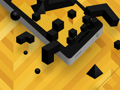 Abstract Mobile Weight Graphic blocks design. shapes illustration isometric yellow