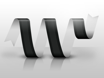 New Logo Concept black branding design logo reflection ribbon typography w