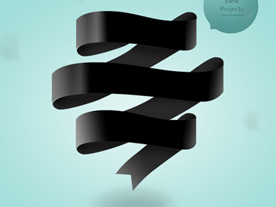 Looped ribbon 2 black blue call to action design glossy ribbon web design