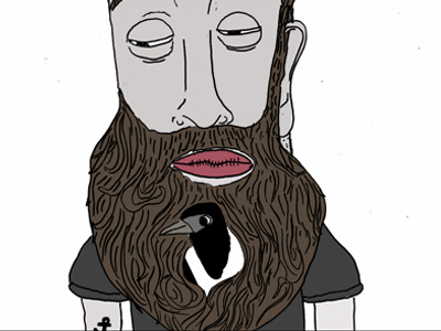 Magpie Man beard hand drawn hipster illustration magpie picture profile